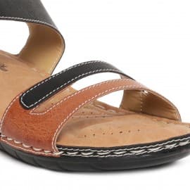 Paragon women's solea plus black-tan casual sandal
