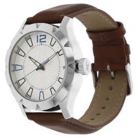 Fastrack white dial brown leather strap watch