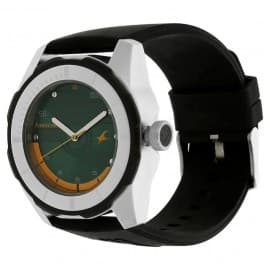 Fastrack green dial Black plastic strap watch