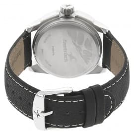 Fastrack black dial Black leather strap watch