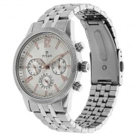 Titan workwear watch with silver dial and stainless steel