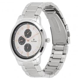 Titan workwear watch with white dial and stainless steel