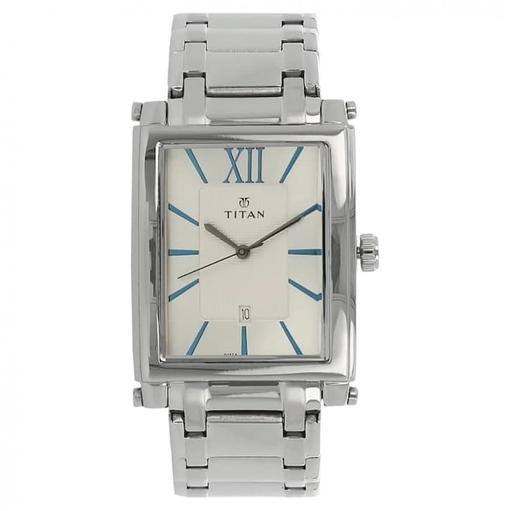 Titan silver dial silver metal strap watch