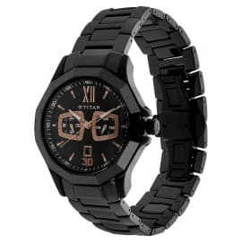 Titan black dial ceramic strap watch