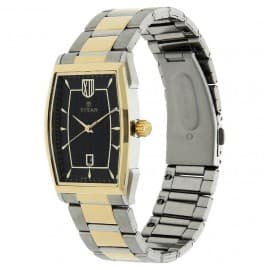 Titan black dial two toned stainless steel strap watch