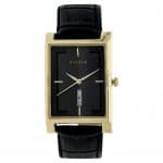 Titan anthracite dial Black leather strap watch
