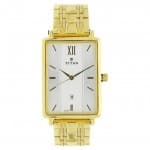 Titan white dial golden stainless steel strap watch