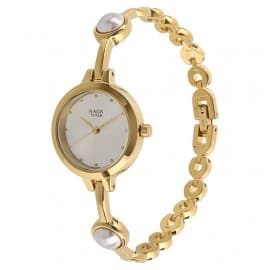Titan Raga white dial golden metal strap watch