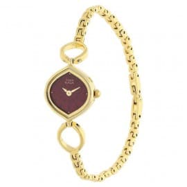 Titan Raga pink dial golden metal strap watch