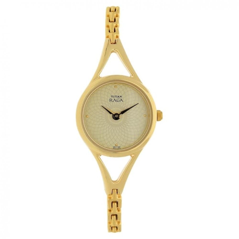 Titan Raga golden Dial metal strap watch