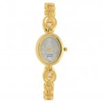 Titan Raga mother of pearl dial golden metal strap watch
