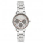 Titan workwear watch with white dial & stainless steel strap