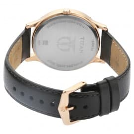 Titan silver dial leather strap watch