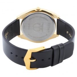 Titan silver dial Black leather strap watch
