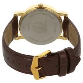 Titan beige dial brown leather strap watch