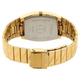 Titan champagne dial golden stainless steel strap watch