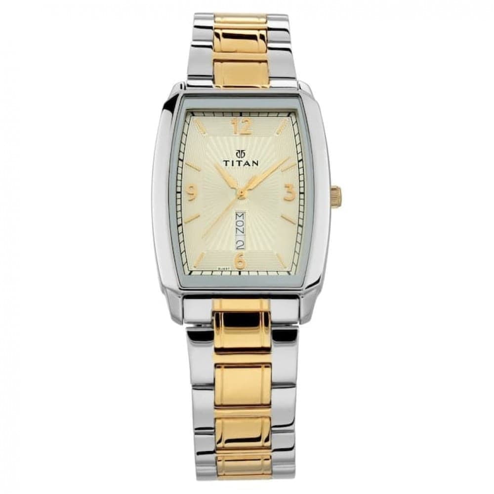 Titan silver dial stainless steel strap watch