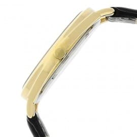 Titan silver dial Black leather strap watch