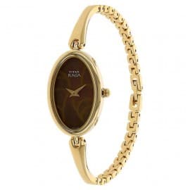 Titan Raga brown dial golden metal strap watch