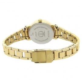 Titan brown dial golden stainless steel strap watch