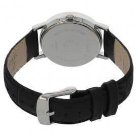 Titan black dial leather strap watch