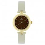 Titan brown dial off white leather strap watch
