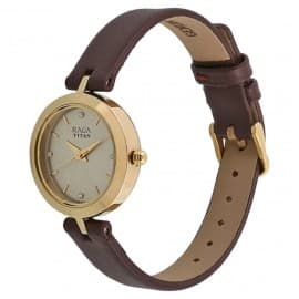 Titan grey dial brown leather strap watch