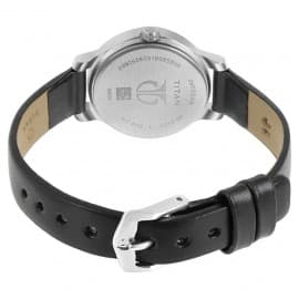 Titan blue dial Black leather strap watch