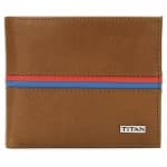 Titan brown leather bifold wallet, TW167LM1TN