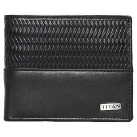 Titan black leather bifold wallet, TW214LM1BK