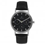 Titan dial black leather strap watch