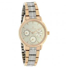 Titan workwear watch with beige dial & stainless steel