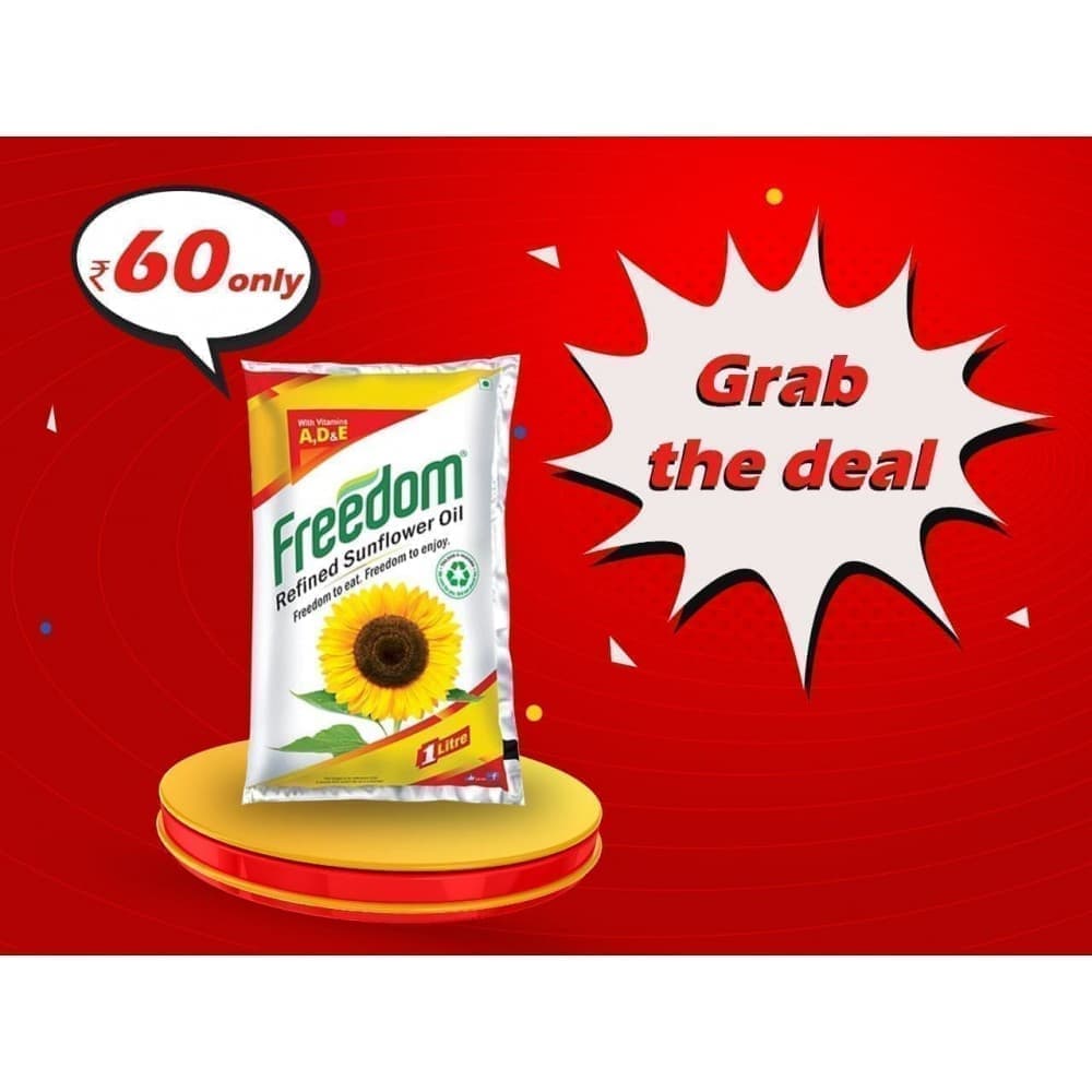 Freedom refined sunflower oil, Rs60
